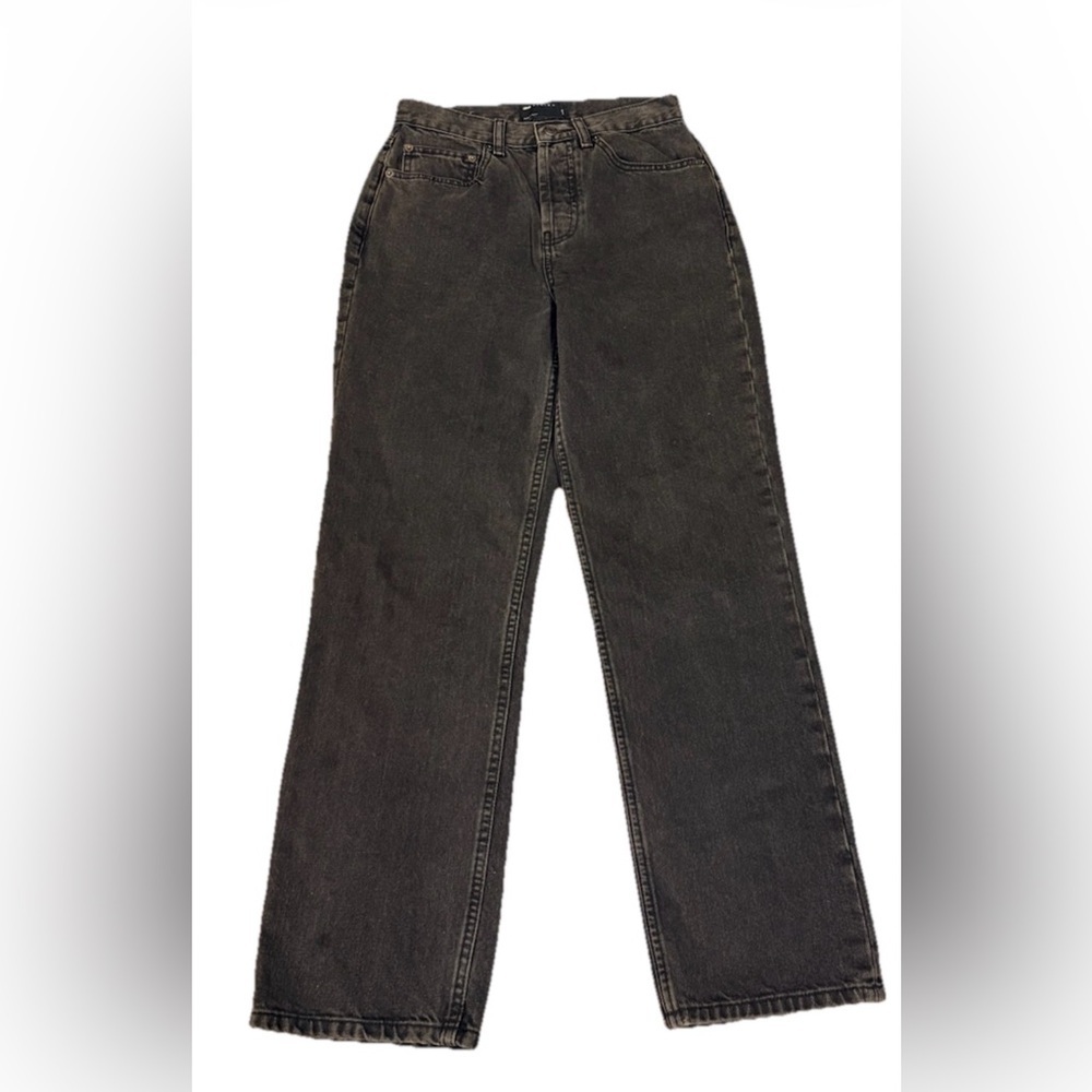 ASOS High Rise Straight Leg Jeans Size 26x30 Black Washed Structured Denim